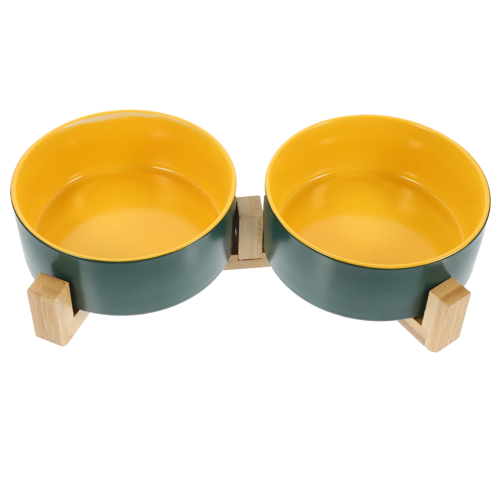 

Two-color Ceramic Cat Bowl Water Matte Dog for Pets Kitten Food Wooden Feeding Bowls