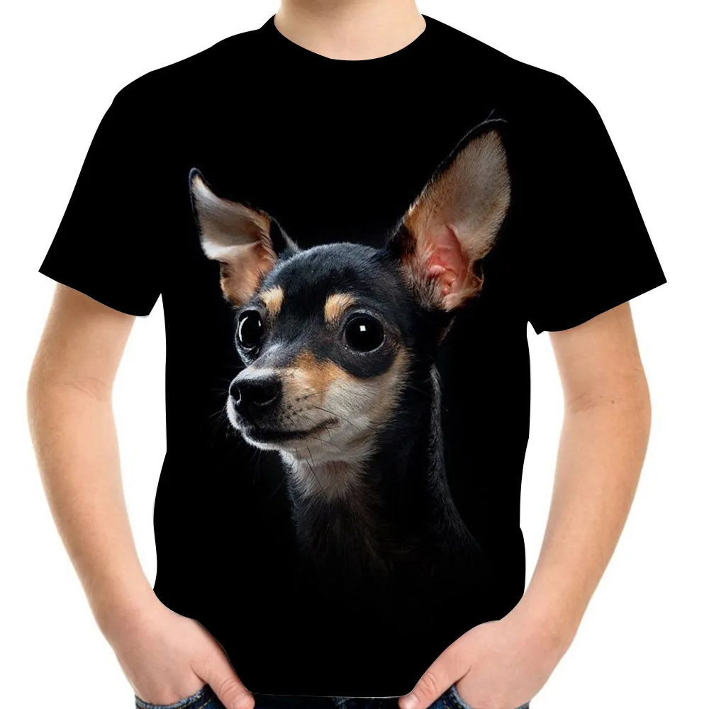 

4-20Y Children Teen Fashion Animal Dog 3D Printing T-Shirt Girl Boy Cute Pets Chihuahua Casual T Shirt Kids Cool Party Tees Tops