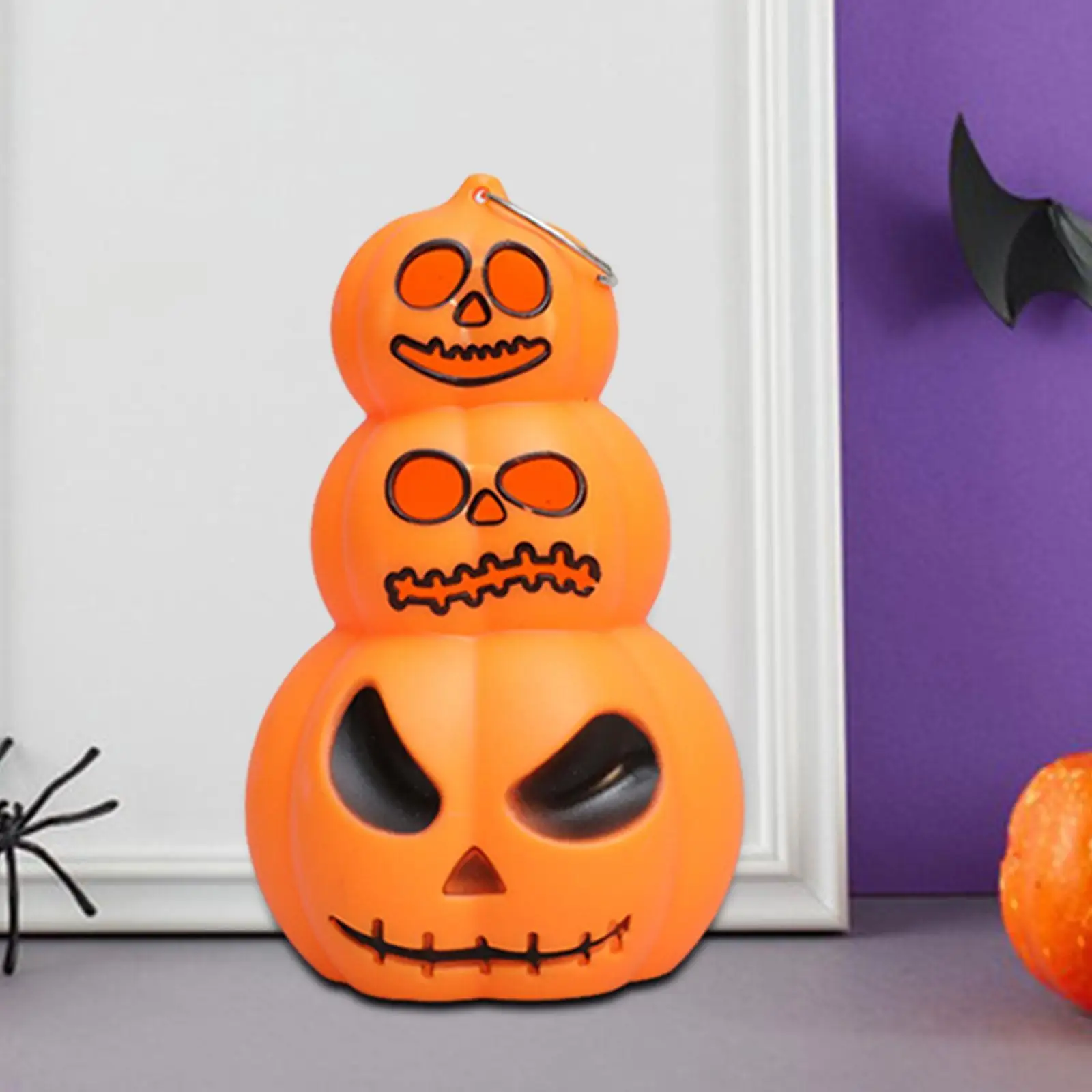 Halloween Pumpkin Hanging Lantern Lamp Decoration Multipurpose for Porch or Window Orange Color Cute 3.1x4.7inch Battery Powered