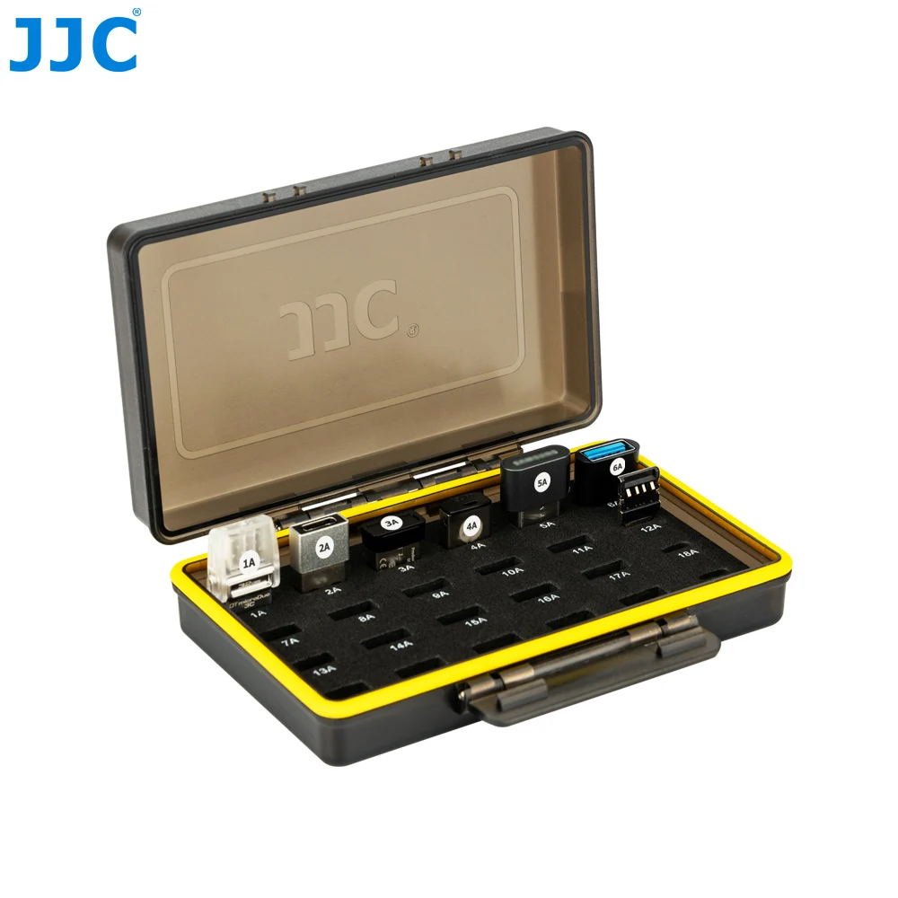 JJC 24-Slot Mini USB Flash Drive Case Mini U Disk Sotrage Holder Waterproof Box EVA Sponge Anti-drop Come with Label Sticker