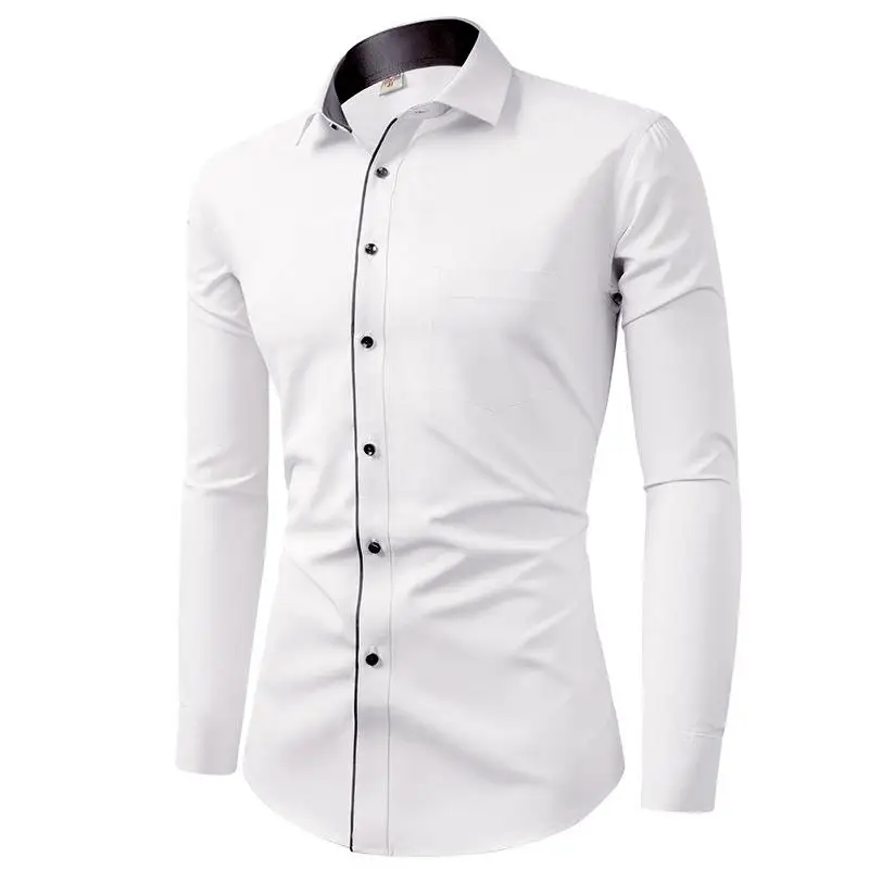 

Мужская хлопковая рубашка с длинным рукавом, не мнущаяся, легкая в уходе, универсальная, в британском стиле, цветная, размер M, хлопковая рубашка с длинным рукавом...