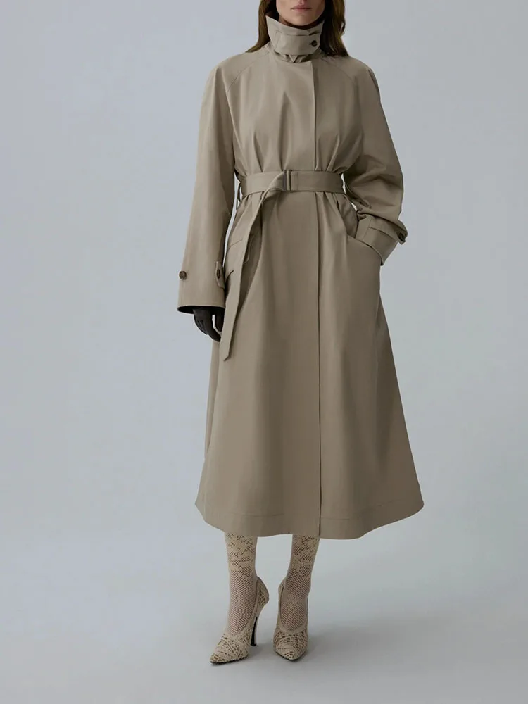 

Весна 2026: Новое поступление! Женское длинное пальто с поясом, элегантный и роскошный дизайн, высококачественная верхняя одежда.