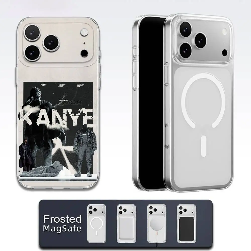 حافظة هاتف K-Kanye West Bully لهاتف iPhone 17,16,15,14,13,12,11,Pro,Max,Plus,E,Air,Mini Magsafe شفافة بلوري