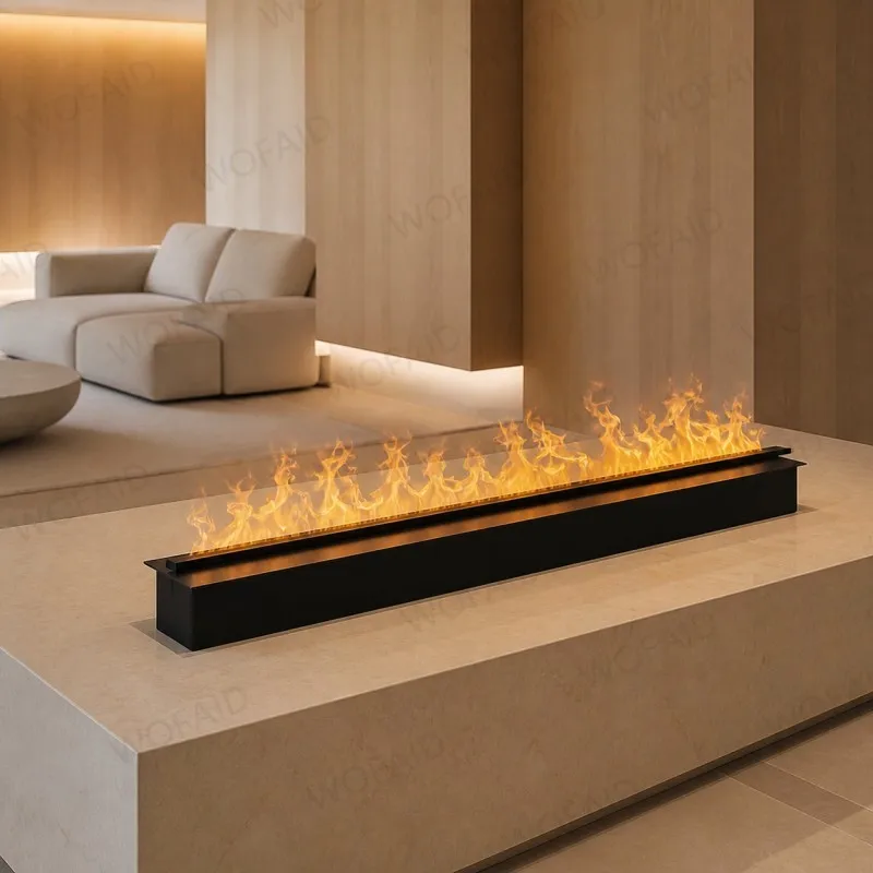WOFAID Smart 3D Water Vapor Electric Fireplace Chimenea LED Mist Flame Crackling Sound for Living Room Media Wall Home Decor