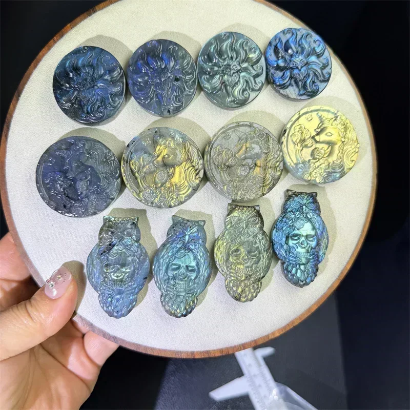 1pc Natural Healing Blue Fire Labradorite Carving Animal Beautiful Rainbow Flash Labradorite Carving for PDecoration or Gift