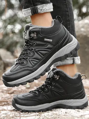 Brand Winter Men's Boots Warm Men's Snow Boots High Quality Leather Waterproof Men Sneakers Outdoor Men Hiking Boots Work Shoes
