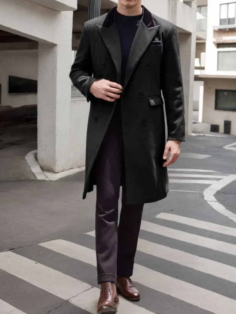 Fashion High Quality Customized Tuxedo Suit for Men Peak Lapel Trench Coat Double Breasted Winter Jacket for Banquet Business