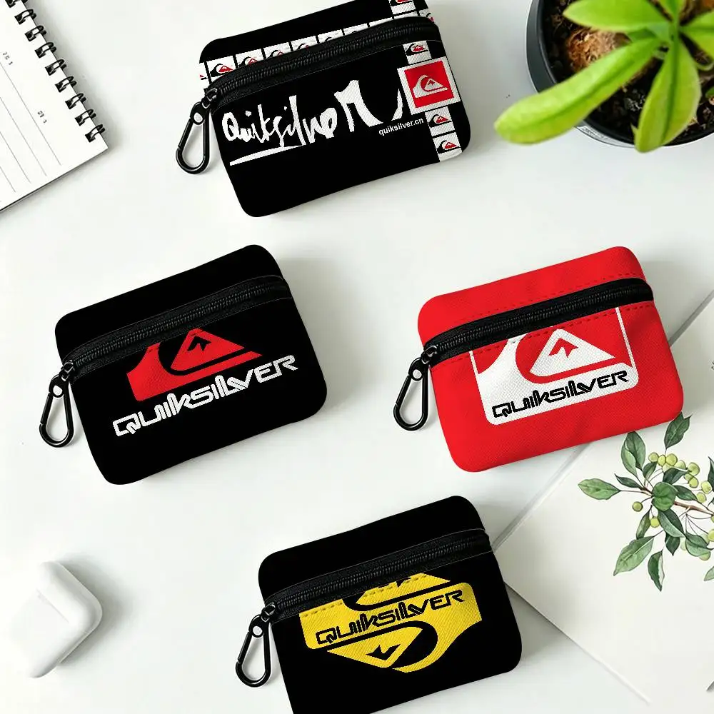 Surf Brand Q-Quiksilver Fashion Oxford Coin Wallet Detachable Carabiner Hook Compact Storage Bag For Outdoor Shopping Accessory