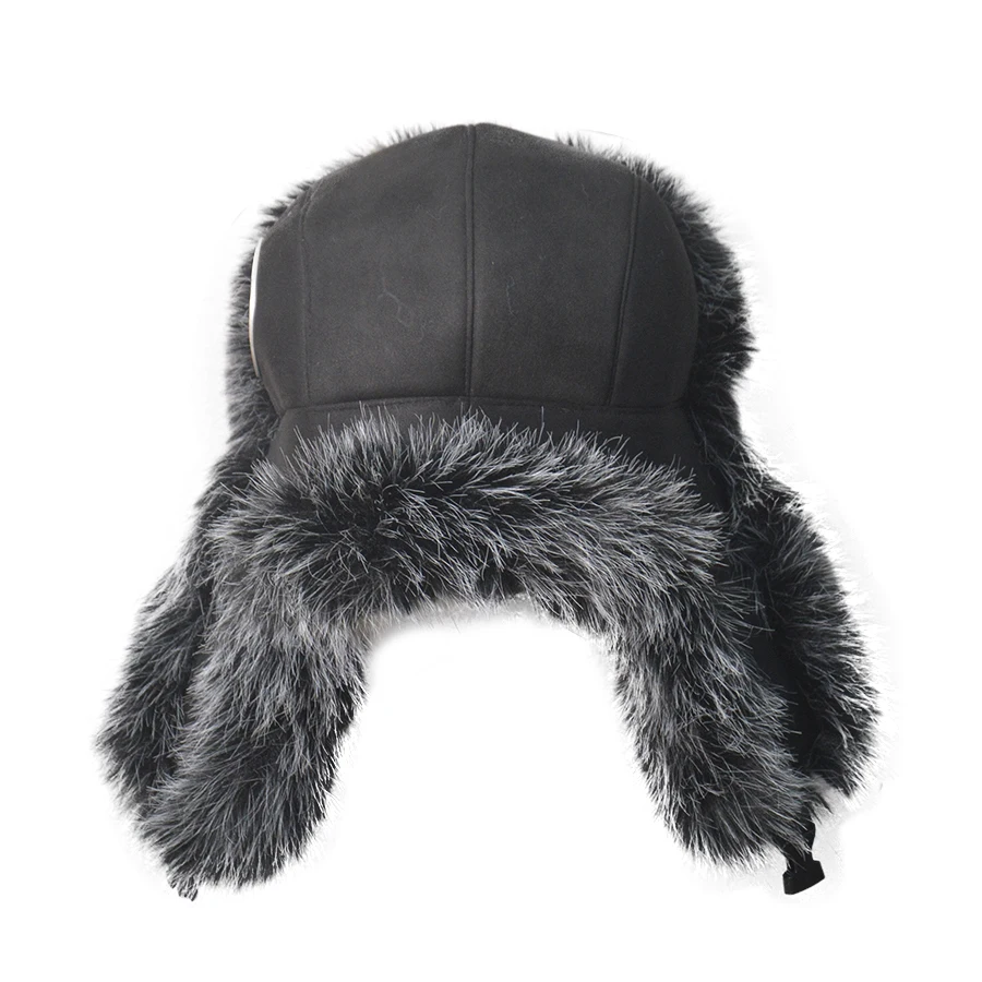 Unisex Men Women Russian Hat Trapper Bomber Warm Trooper Ear Flaps Winter Ski Hat Solid Fluffy Faux Fur Cap Headwear Bonnet