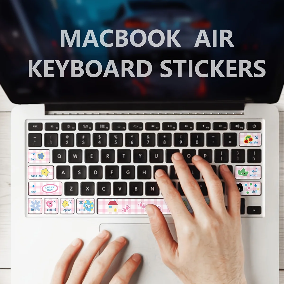 Matte PVC Cartoon Cat Keyboard Sticker, Removable Self-Adhesive Decal for MacBook Air Laptop
