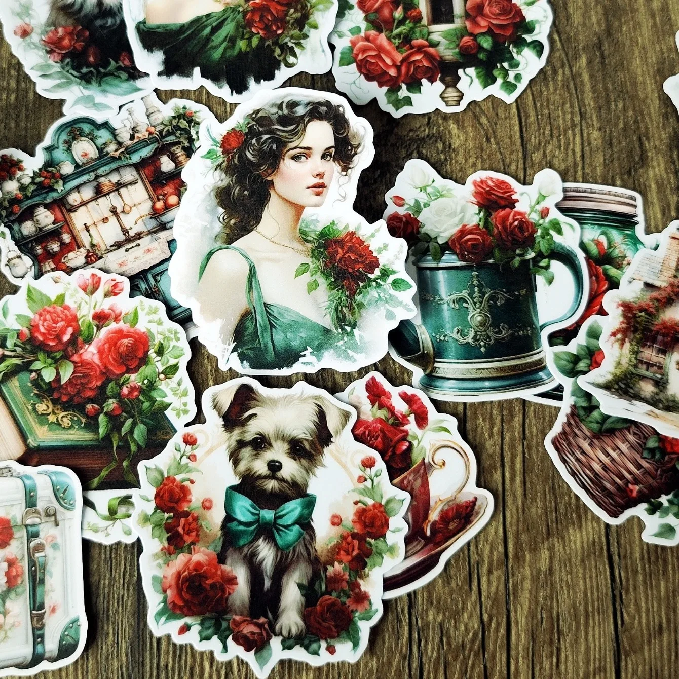 

1 set Stickers Retro Cute Girl Rose Lover Character Decorative DIY Craft Photo Albums Planner Journal Scrapbooking stationary