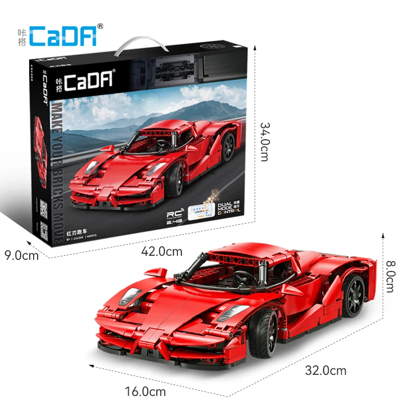 Cada 405pcs Phone APP Remote Control Red Blade Sports Car Building Blocks City Expert RC Racing Car Bricks Toys For Kid Gifts