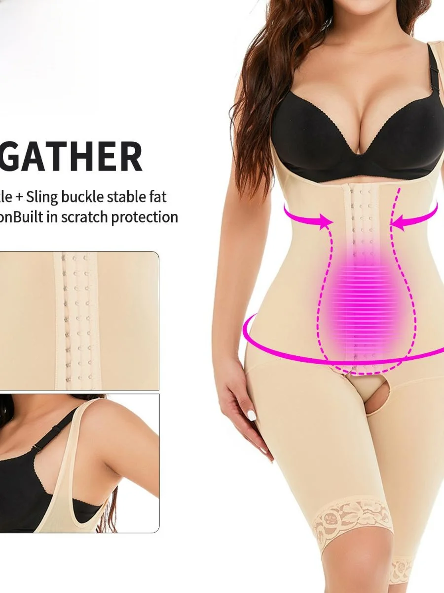 大きいサイズの女性用ワンピースシェイプウェア、ボタン付き、お腹引き締め、ヒップアップ、コットンブレンド、快適なオールシーズン下着