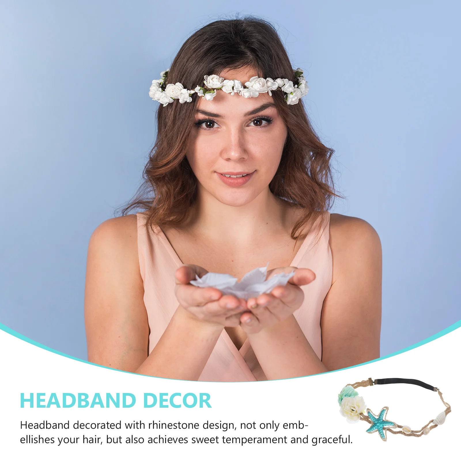 

2 шт. повязки для волос в виде морской звезды, элегантные украшения для волос с цветочным декором для женщин, стильные украшения для волос со стразами, подарок для вечеринки или свадьбы