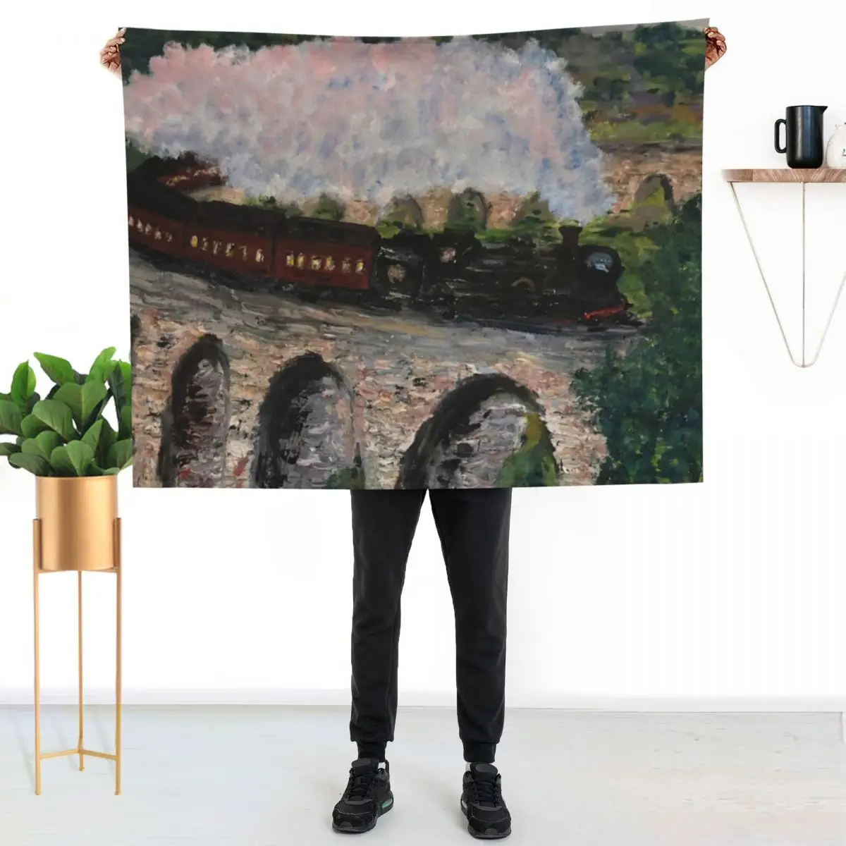 Train steaming over bridge Throw Blanket Cute Plaid Vintage Personalized Gift Soft Plaid heavy to sleep Fashion Sofas Blankets
