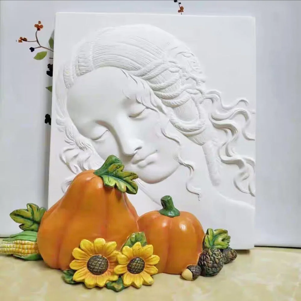 Da Vinci Head Handmade Plaster Resin Relief Replica Silicone Molds Home Decor