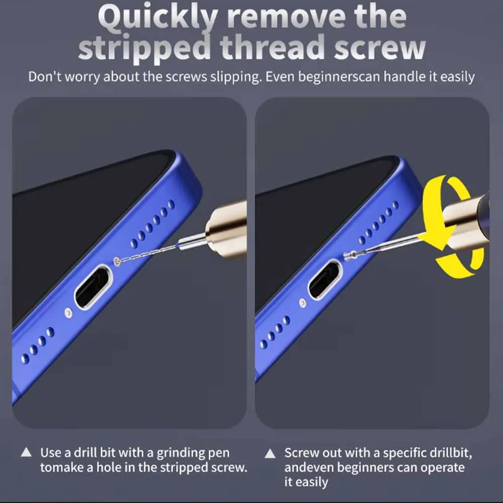 

Пирсинг и скользящее сверло из сплава, используемое Lanrui U8 для удаления зачищенных винтов с резьбой, не повреждающих телефон в рамке