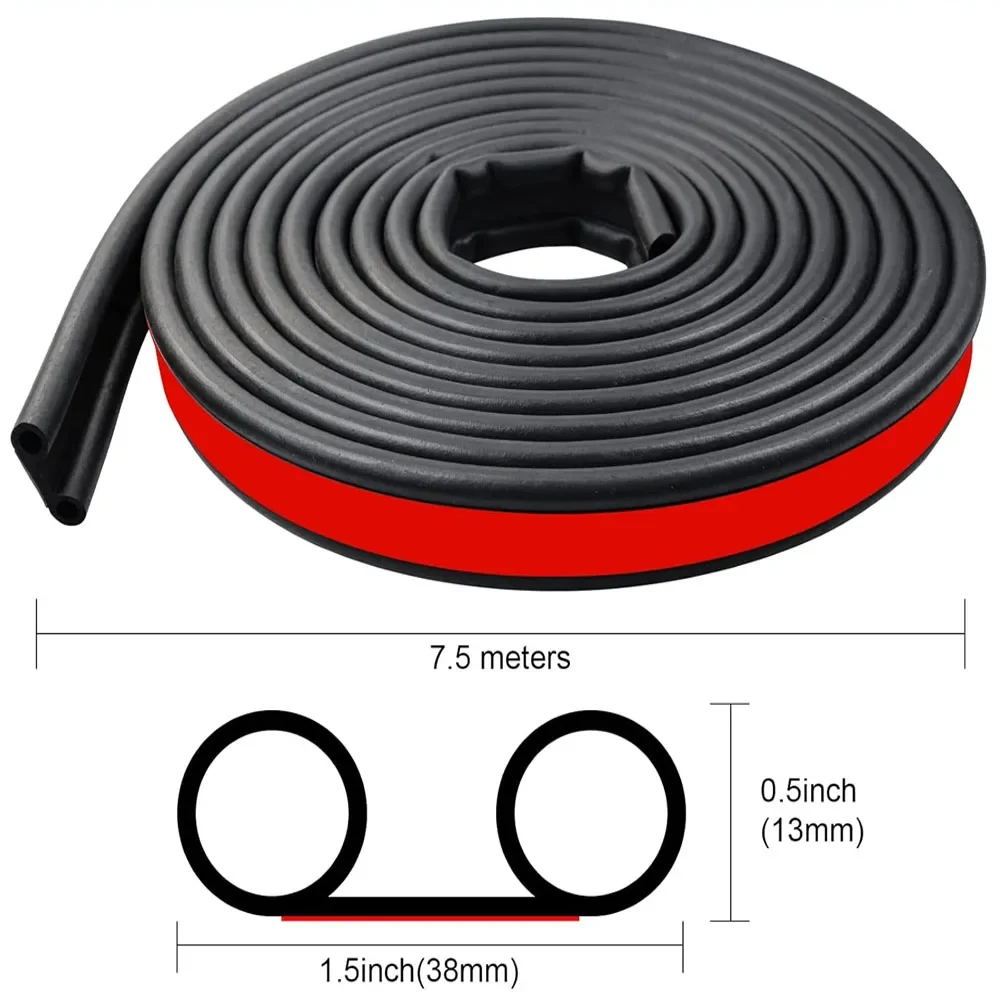 24.6Ft Rubber Weather Sealing strip Automotive Weather Stripping Double-Bulb Tailgate Seal for Pickups Truck Cap Tonneau Cover