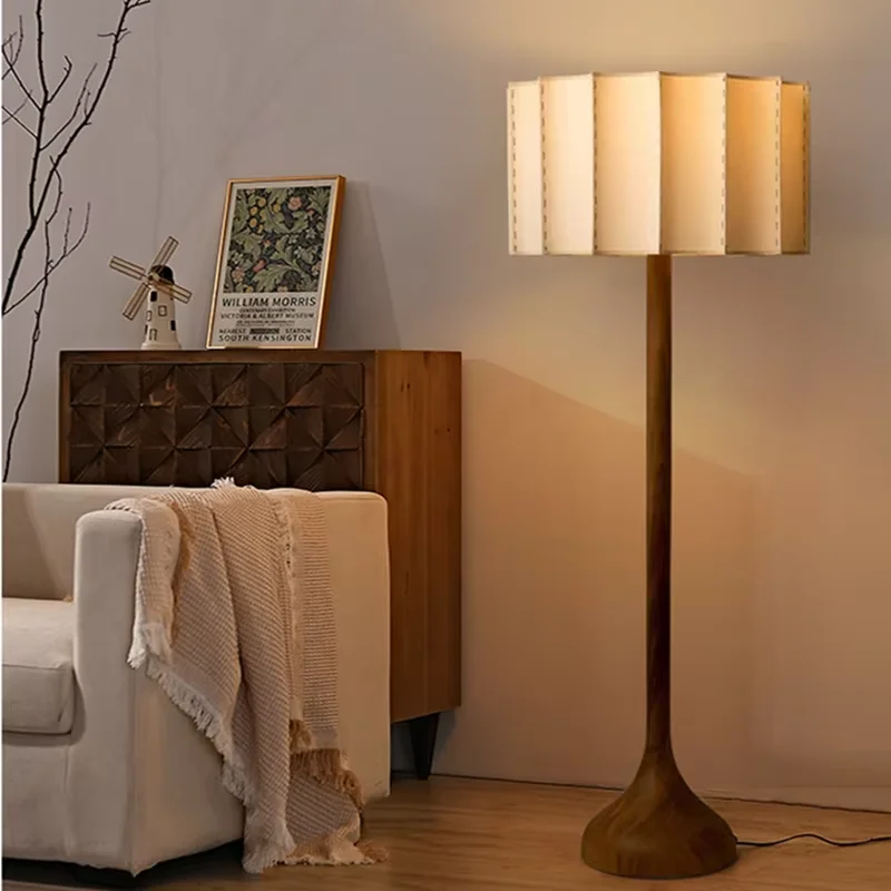

Japanese Solid Wood Floor Lamp Zen Art Decorative Standing Lamp Living Room Bedroom Study Cafe Wabi Sabi Style Standing Lamp