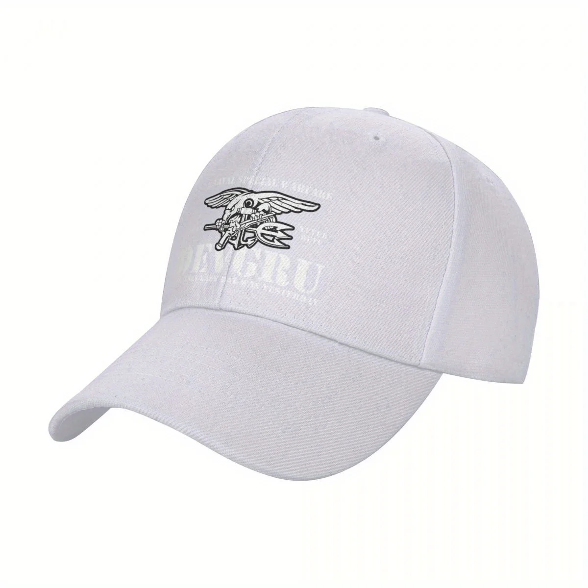 DEVGRU/SEAL TEAM 6 Baseball Cap  Adjustable Thermal Visor Hat for Men & Women Breathable Polyester White with Black Eagle Design