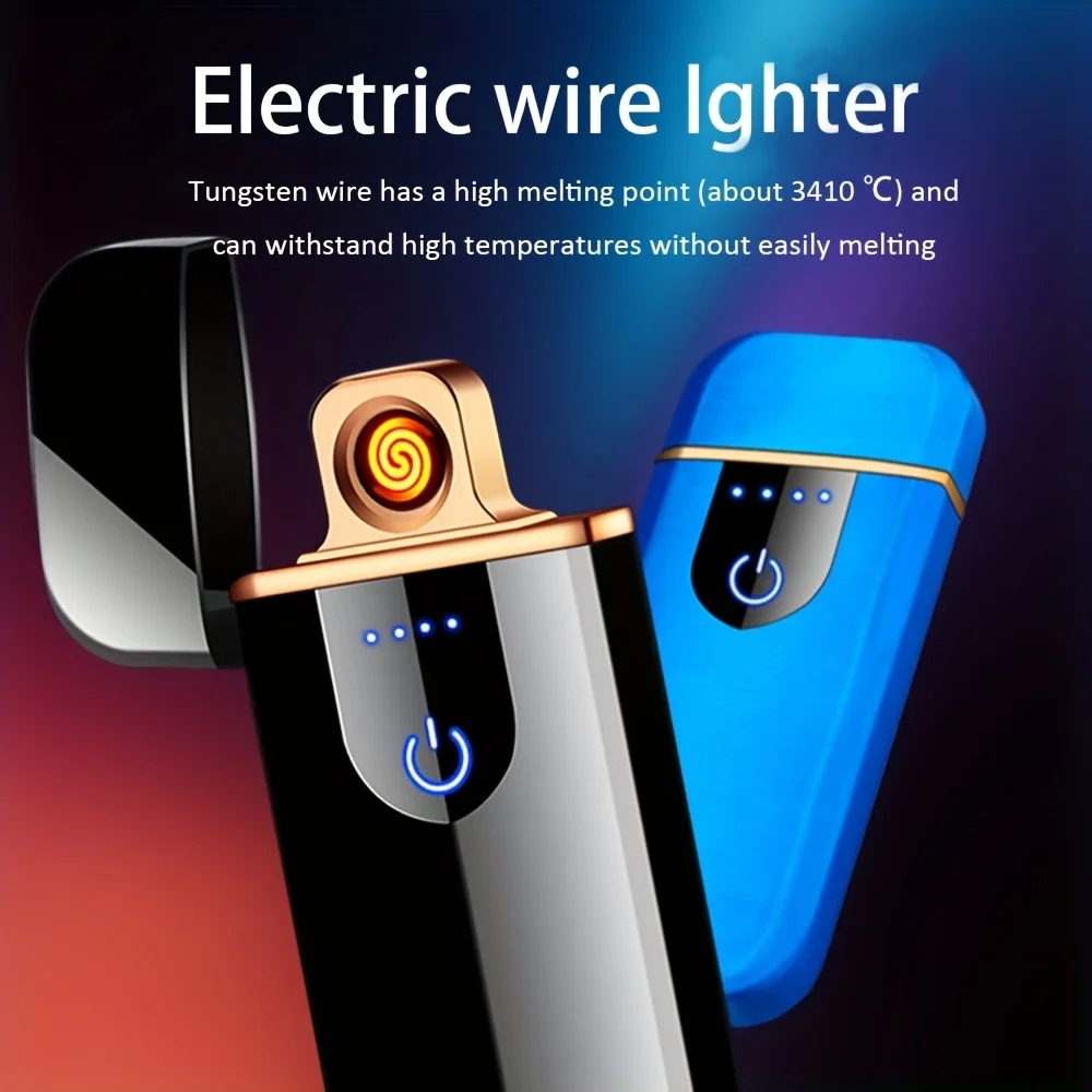 New Smart Electric Lighter USB Rechargeable Windproof Flameless Plasma Lighter with Battery Display for Camping Hiking