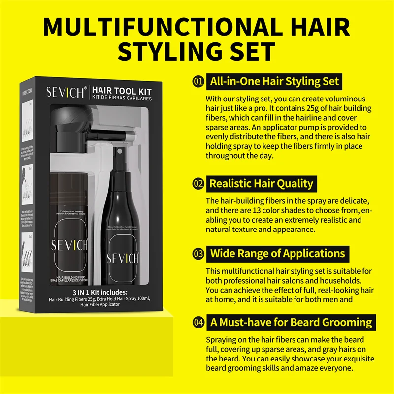 Hair Building Fiber Set Hair Fibers Powder Keratin Thickening Spray Styling Hair Stying Spray Anti Hair Loss Product Powders