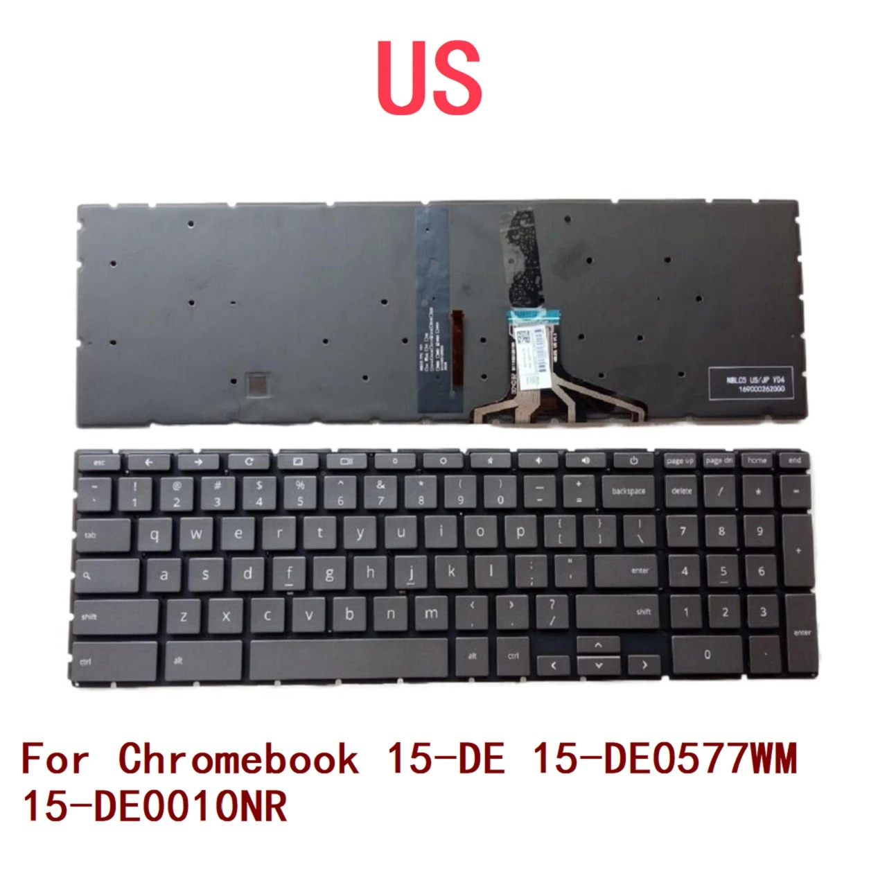 

New US Laptop Backlit Chromebook Keyboard For HP Chromebook 15-DE 15-DE0577WM 15-DE0010NR Notebook PC Replacement