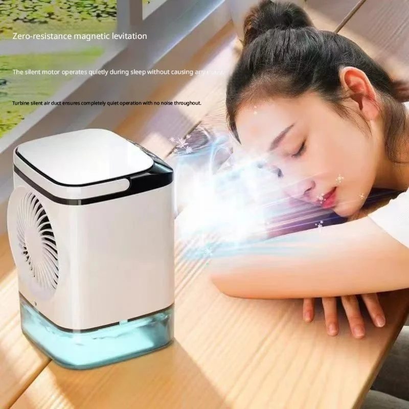 Portable Mini Evaporative Air Cooler with Ice Box, 3 Speed Turbo Cooling Fan, 900ml Large Water Tank Ultrasonic Mist Humidifier view 4