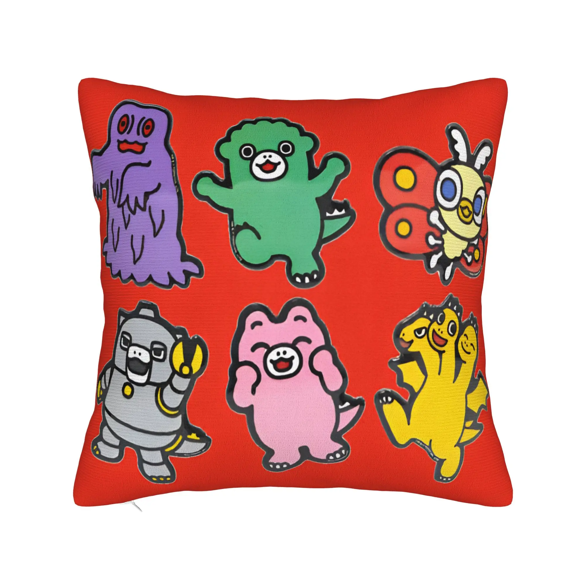 Chibi Monster Raids Again Square Pillow Covers Polyester Sofa 90s Cushion Case Creative Decorative Pillowcase 45*45