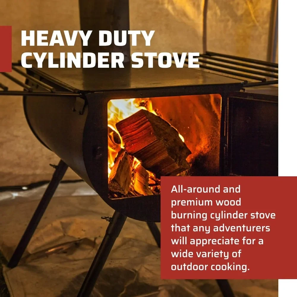 Alpine Heavy Duty Cylinder System - Wood-Burning Stove System for Wall Tent Camping - Camping Gear