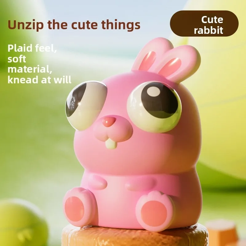 Pop‑Eyes Squeeze Squishy Toy,Cartoon Rabbit Bear Radish Broccoli Fidget Toy,Soft Stress‑Relief Toy for Desktop & Party Gift