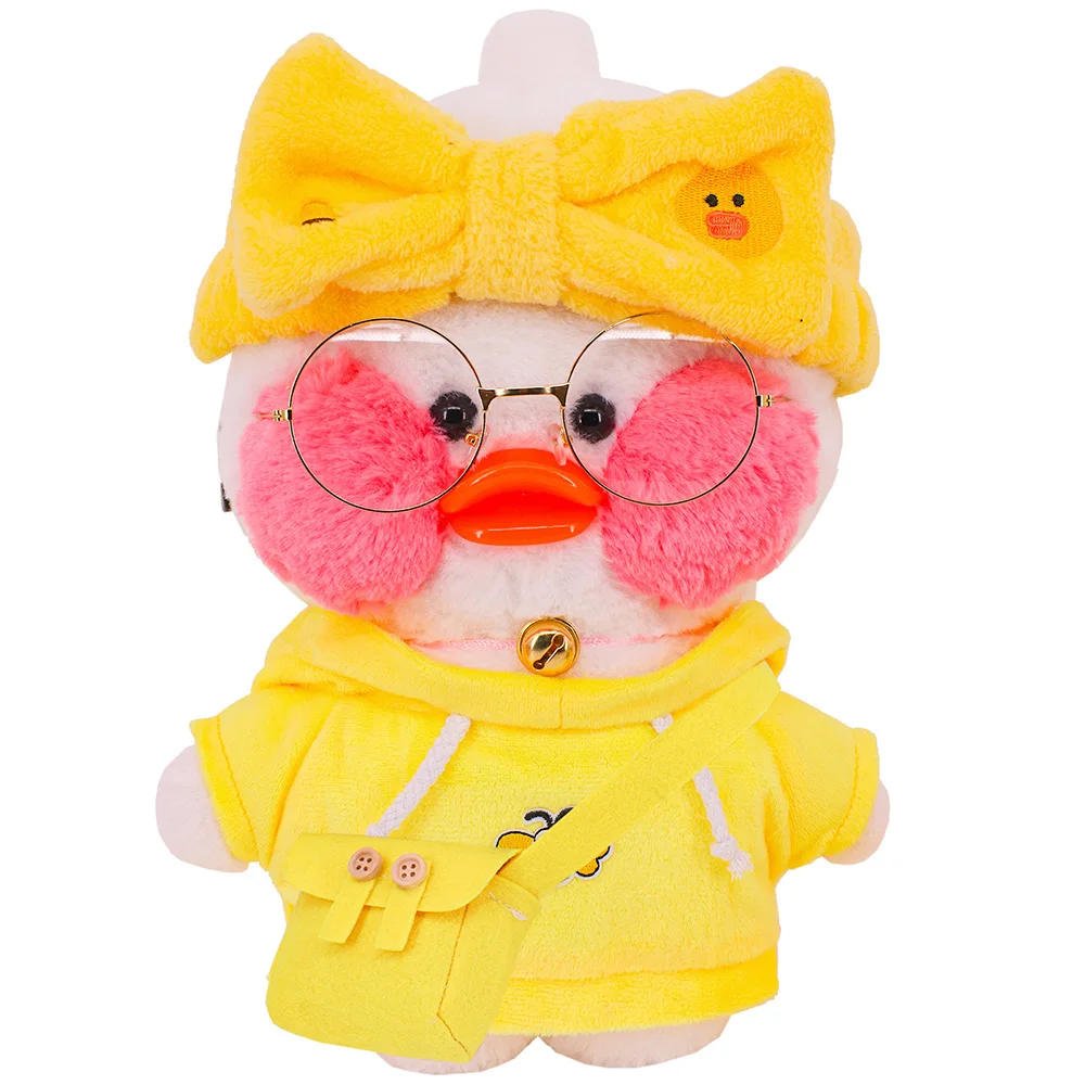 3Pcs/Set Yellow Duck Clothes Accessories Hat Bag 30cm Lalafanfan Clothes Kawaii Animal Dress Plush Stuffed Toy Children\'s Gifts