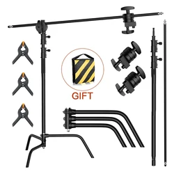SH 2.6M/3.3M Black Stainless Steel Century Foldable Light Stand Tripod Magic Leg Photography C-Stand For Spot Light,Softbox