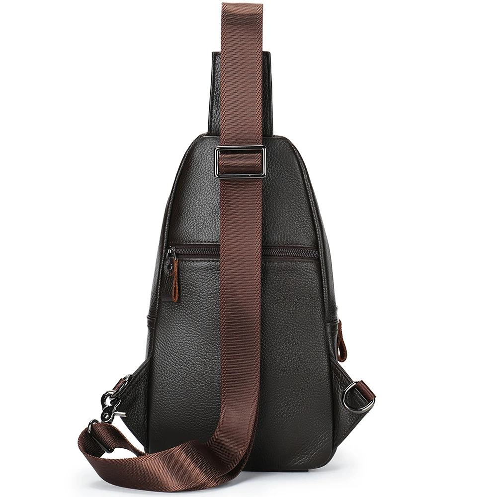 WESTAL Coffee Genuine Leather Bag for Men Chest Bags Shoulder Pack Husband Gift Wallet Crossbody Bag Fashion Luxury Designer view 3