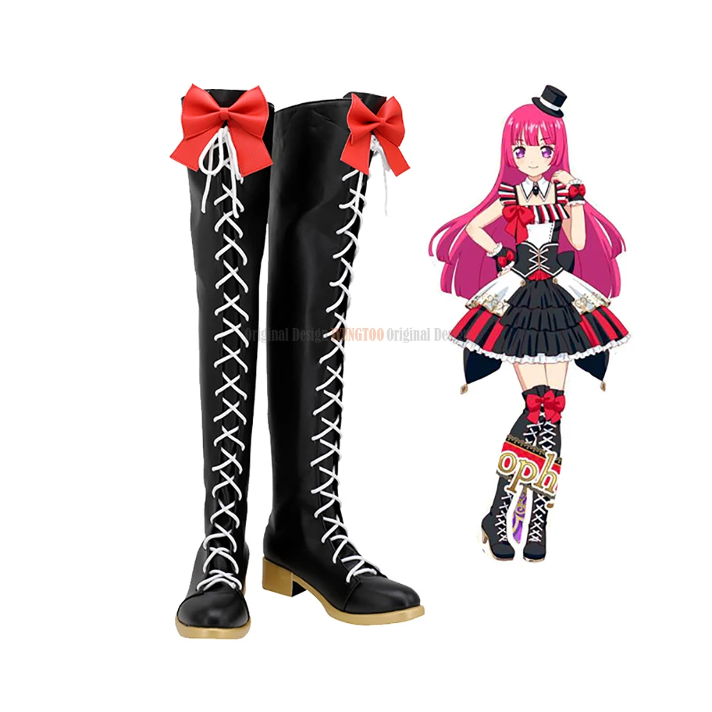 Pripara Hojo Sophy Cosplay Boots Overknee Black Shoes Custom Made Any Size for Unisex