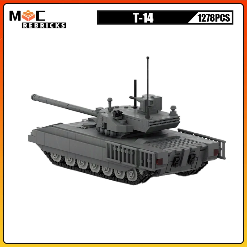 Military Armored Chariot T-14 Main Battle Tank Wide Track Panzer Building Blocks Assembly Model Kid\'s Puzzle Bricks Toys Gifts