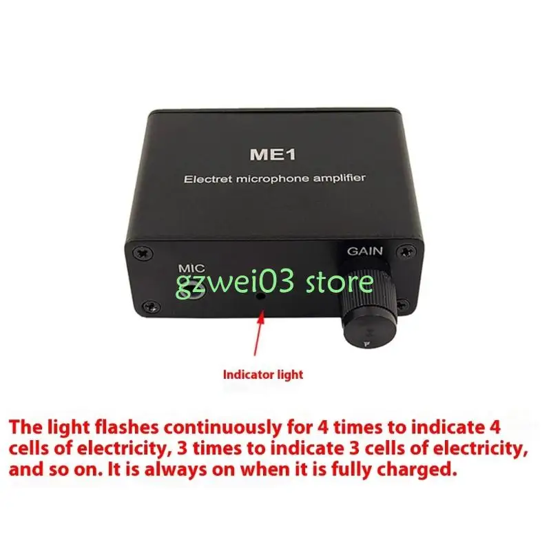 Módulo amplificador micrófono portátil Y8AC ME1 con 3 salidas independientes 3,5 mm entrada micrófono Batería