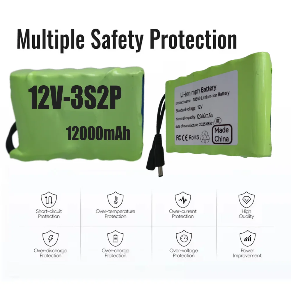 

12VNew portable 18650battery10Ah rechargeable lithium-ion batterypack capacityDC 12V closed-circuit television monitoring camera