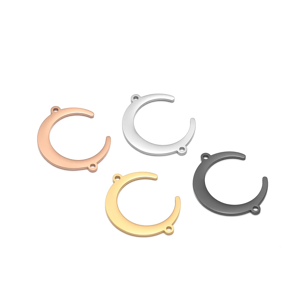 5 Stück Edelstahl-Mond-Armband-Verbinder Halskette Goldfarben Anhänger Schmuckherstellung DIY Handgemachtes Zubehör – Detail 5