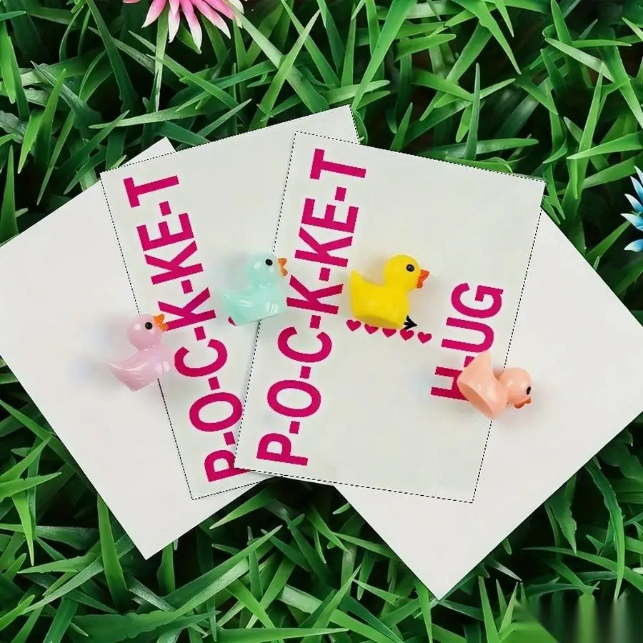 1/5/10/20/50/100pcs  Lucky Duck Pocket Hugs - Fantasy Theme Resin Charms with Inspirational Messages, Assorted Colors, Includes