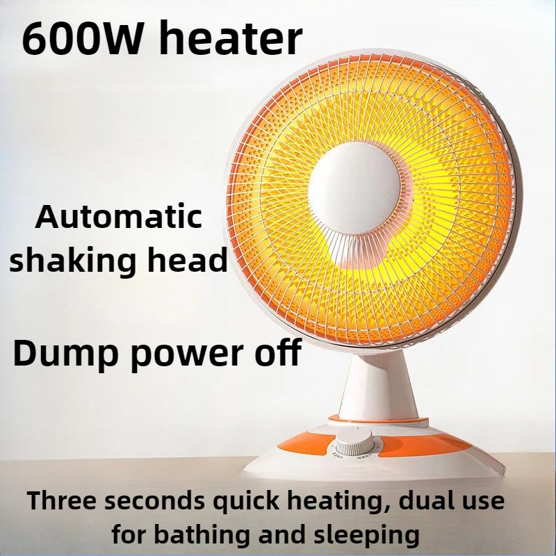 220V Household Heater 600W Oven Electric Heating Fan Quick Heating Type Desktop Bathroom Available Energy Saving Low Noise