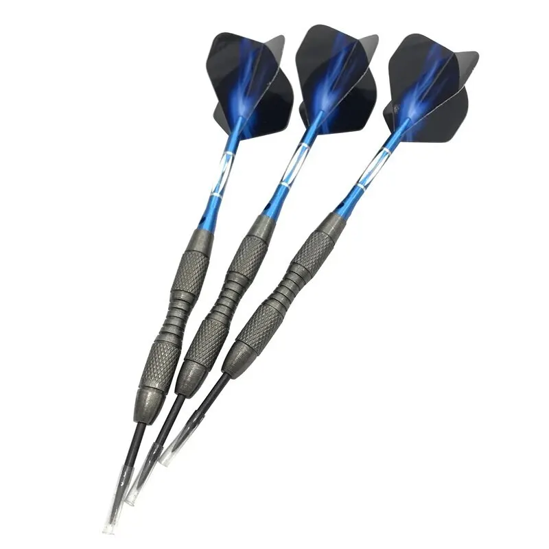 3pcs/set 20g Metal High-grade Hard Imitation Tungsten Steel Dart Needle Training Blue Carved Aluminum Rod Tail Fin Entertainment