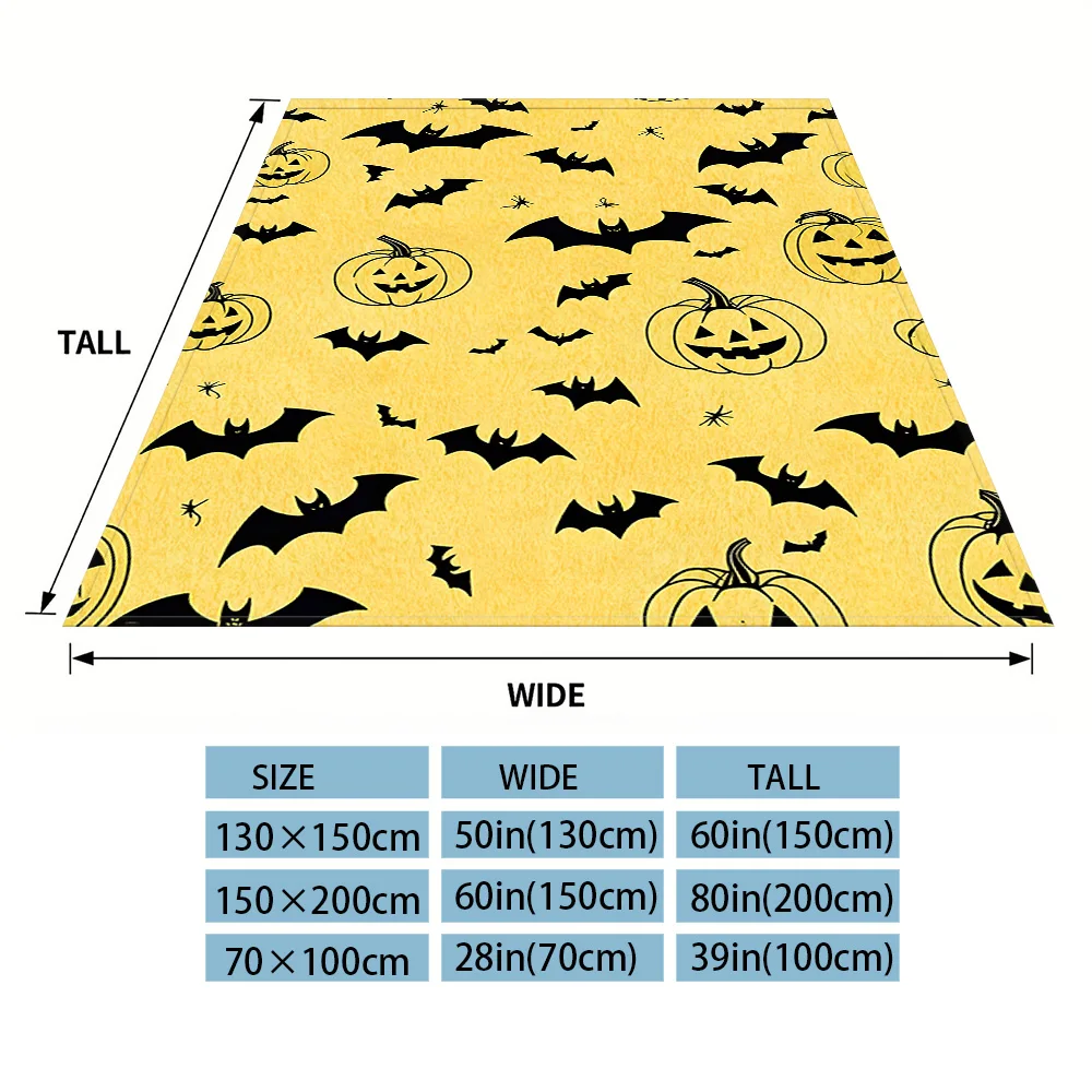 Pumpkin Bats Sofa Specific Soft Flannel Blanket, Universal Plush Gift Blanket For All Seasons