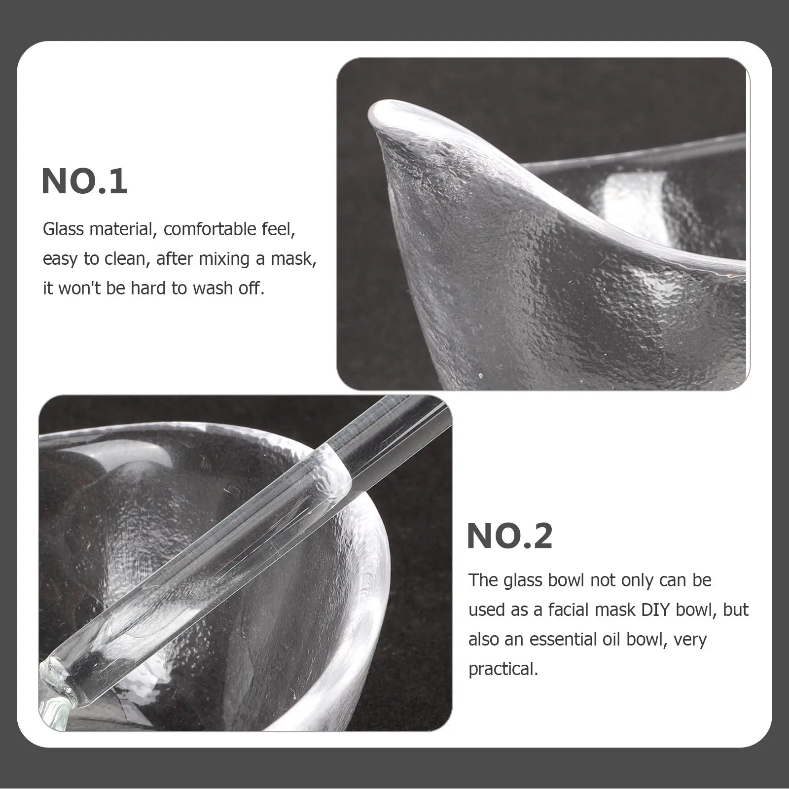 1Set Glass Facial Mask Mixing Bowl Essential Oil Holder Spoon DIY Mask Tool Beauty Salon Kit Essential Oil Bowl