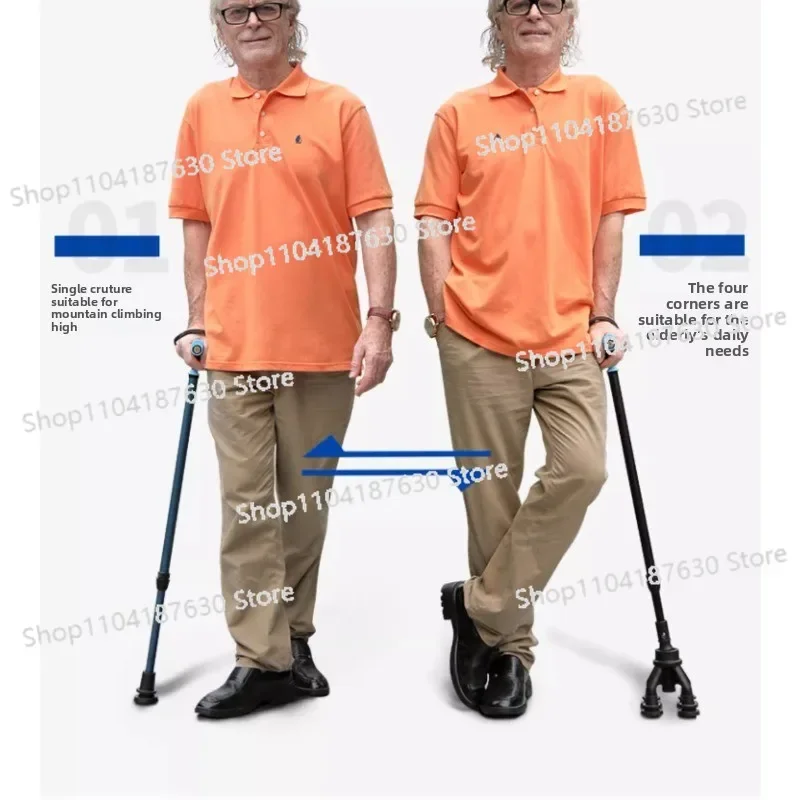 Carbon Fiber Elderly Crutches Multi-functional Non-slip Telescopic Medical Four-legged Canes Crutches