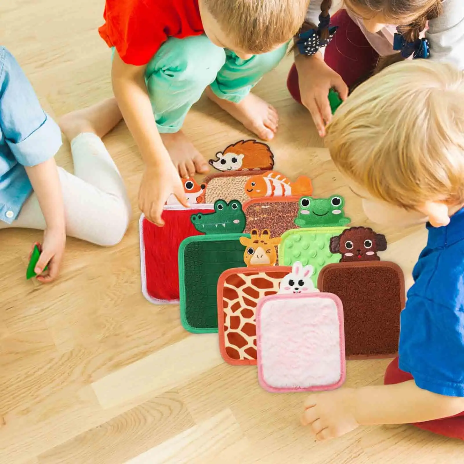 Tapetes sensoriais portáteis para sala de aula pré-escolar, telhas sensoriais animais, almofadas sensoriais texturizados para meninos e meninas, exploração, pré-escola doméstica, 8 PCs