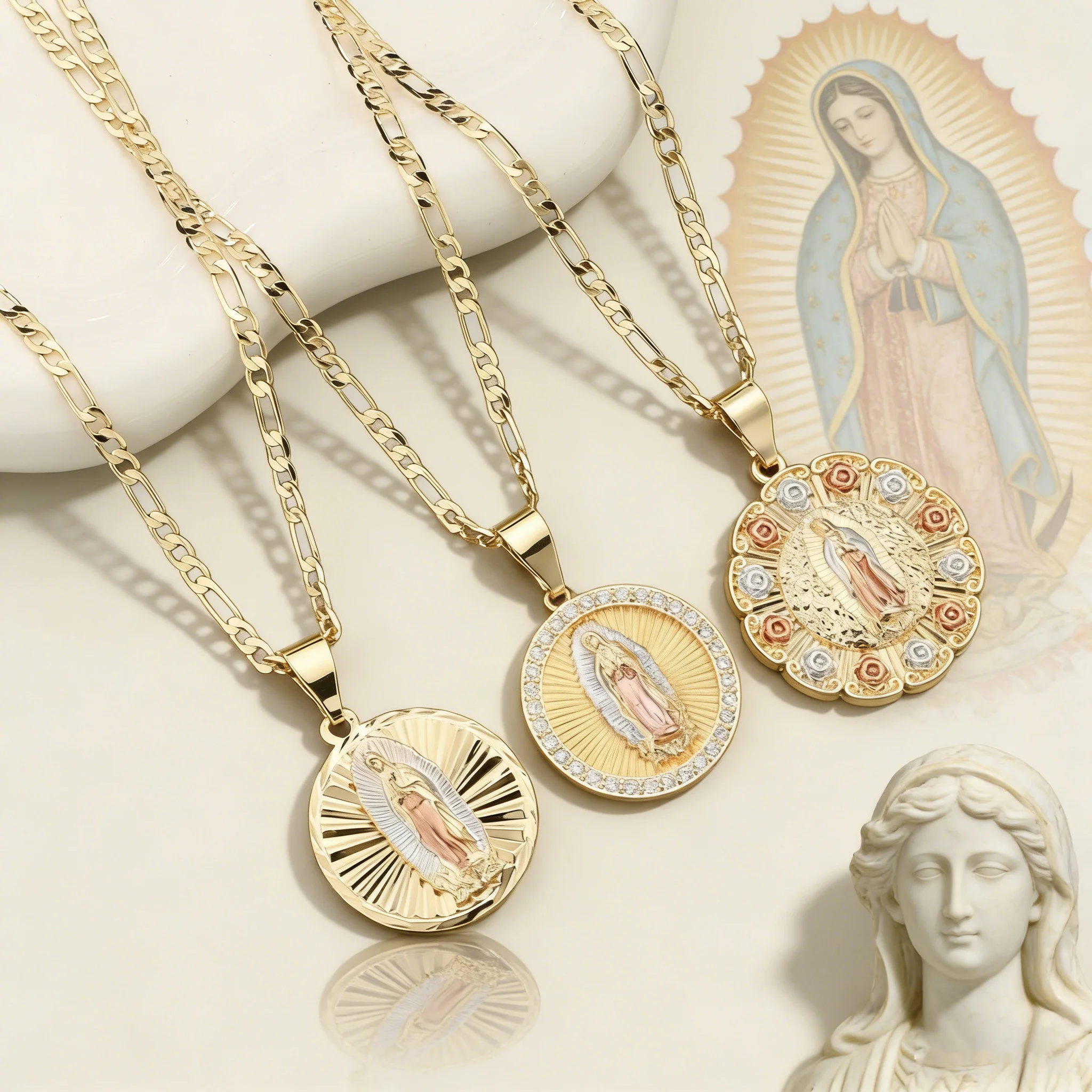 Collar con colgante de la Virgen de Guadalupe, Medalla de la Virgen María, Espíritu Santo, Nuestra Señora de Guadalupe