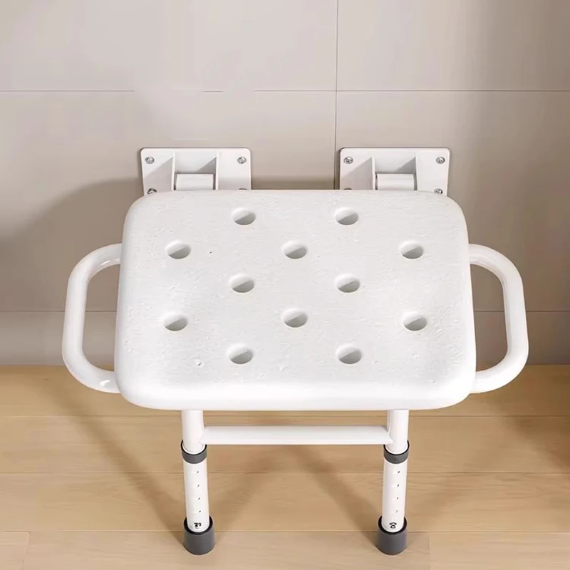 Kursi Kamar Mandi Terpasang Di Dinding Pancuran Kaki Lipat Bangku Nordik Hemat Tempat Tua untuk Penyandang Cacat Furnitur Trendi Tabouret Tua