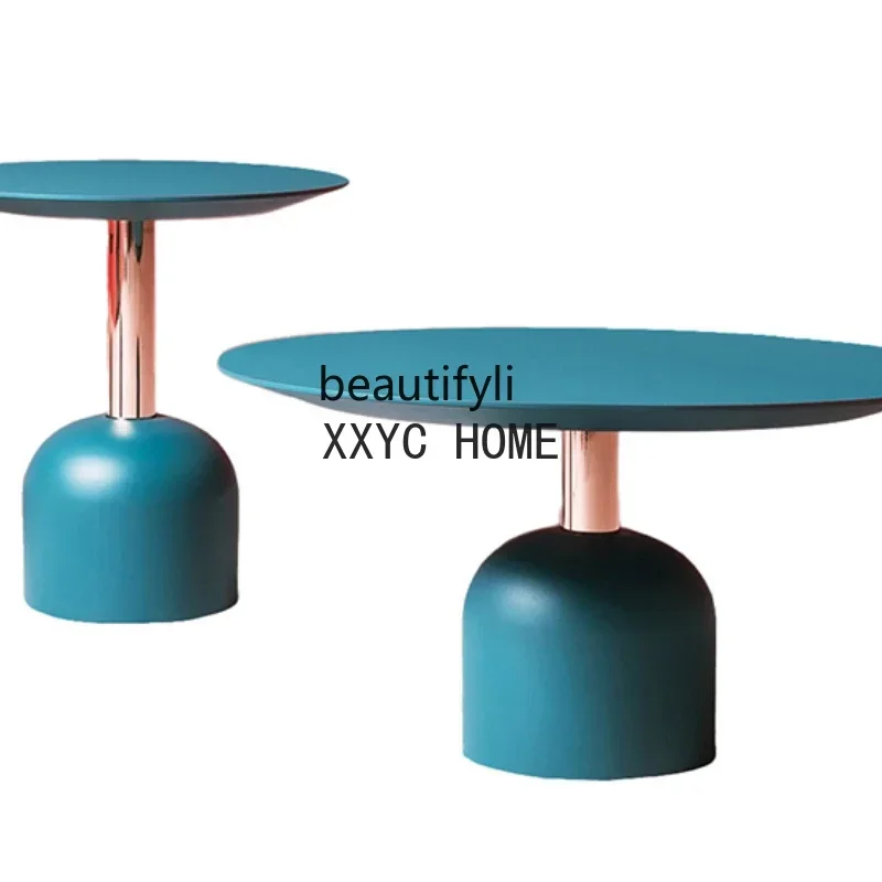 

Modern Minimalist Mediterranean Style round Color Solid Wood Metal Sofa Side Table Corner Table