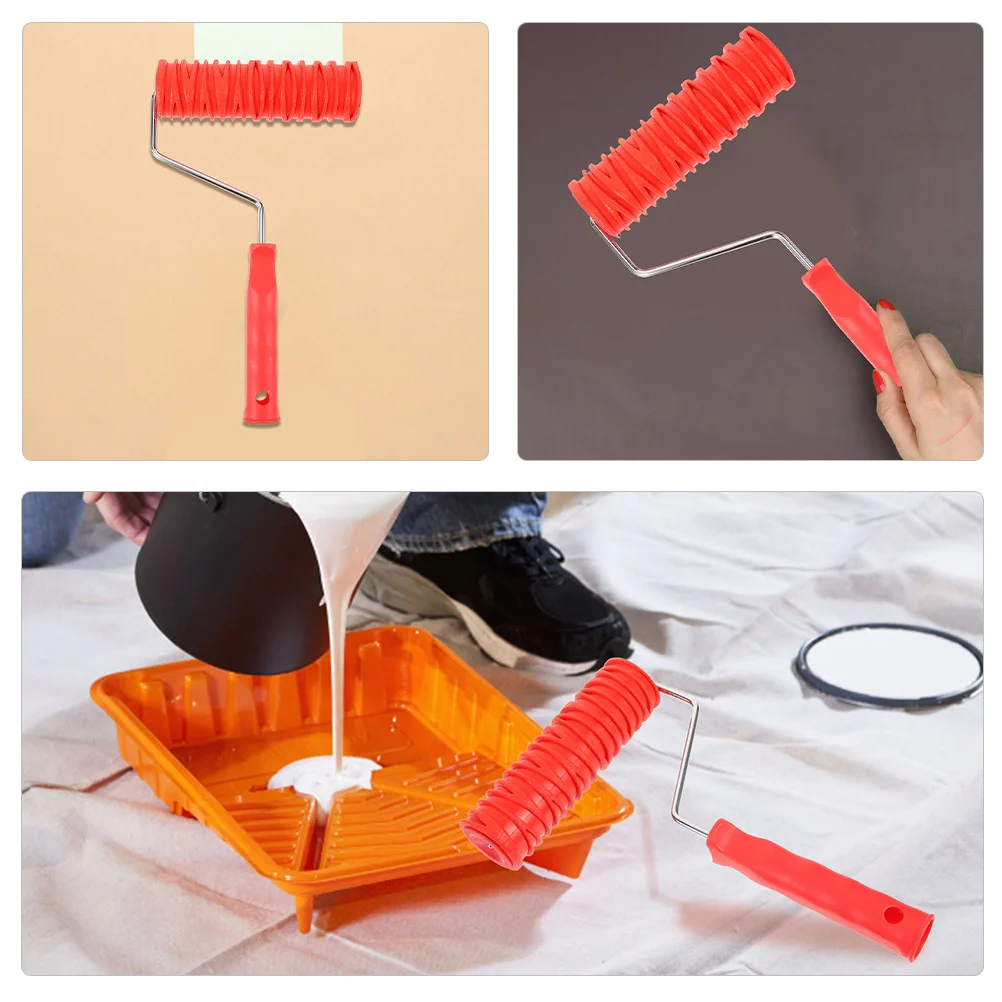 Rouleau de peinture en caoutchouc texturé Durable, 2 pièces, bricolage, décoration murale, Texture de gaufrage, polyvalent pour armoire de plafond